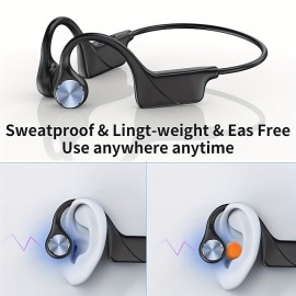 Bone Conduction HeadphonesWireless Open-Ear Headphones With Built-in Mic IPX7 Waterproof Sport Headset For Running Cycling Workout Gym
