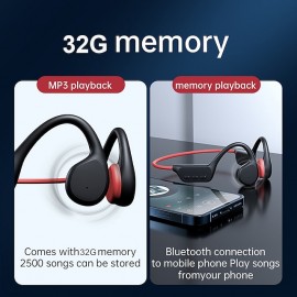 Bone Conduction Earphones Bluetooth Wireless IPX8 Waterproof MP3 Player Hifi Ear-hook Headphone With Mic & 32GB Memory Headset For Swimming

