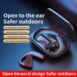 Bluetooth Headset Digital Display In-ear Hanging Ear External Sound To Ear With Charging Box Business Models Earphones
