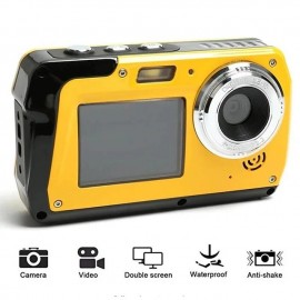 4K30FPS Waterproof Camera 56MP Underwater Cameras UHD Video Recorder Selfie IPS Dual Screens(3/2) 10FT Waterproof Digital Camera for Snorkeling on Vacation 1700mAh
