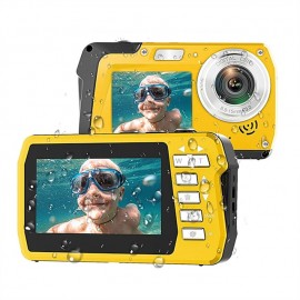 4K30FPS Waterproof Camera 56MP Underwater Cameras UHD Video Recorder Selfie IPS Dual Screens(3/2) 10FT Waterproof Digital Camera for Snorkeling on Vacation 1700mAh
