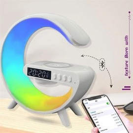 Large G Lamp Smart Light Bluetooth Speaker Music Rhythm Pickup Clock Alarm Clock APP Control Wireless Charger Atmosphere Lights

