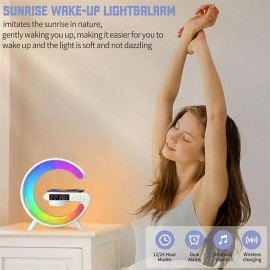 Large G Lamp Smart Light Bluetooth Speaker Music Rhythm Pickup Clock Alarm Clock APP Control Wireless Charger Atmosphere Lights
