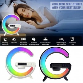 Large G Lamp Smart Light Bluetooth Speaker Music Rhythm Pickup Clock Alarm Clock APP Control Wireless Charger Atmosphere Lights

