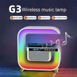 Big G3 Bluetooth Speaker Clock Display 15W Wireless Charging Desktop Home Decor Colorful Atmosphere Light Creative Gift for Child
