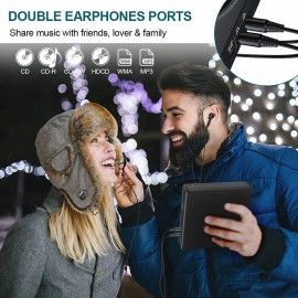 CD Player Portable Rechargeable 1800mAh Battery Touch Button CD Disc Walkman with Double Earphones Jacks & Two Headphones Memory Function Anti-Skip Protection Digital Display with AUX Cable
