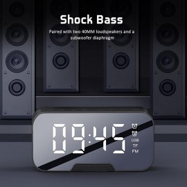 LED Dual Alarm Clock Wireless FM Radio Dimmer Phone Holder With Speaker Bluetooth 5.0 Mirror Clock Home Office Phone Supplies
