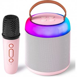 Mini Karaoke Machine with 1 Wireless Microphones for Kids Adults Portable Bluetooth Speaker Toy for Girls and Boys 2 4 5 6 7 8 9 10 12 Year Old Girl Birthday Gift Home Party Ideas
