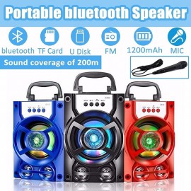 Bluetooth 5.1v Portable PA Speaker With/without Microphone Color Changing LED Light Rechargeable Karaoke Machine Supports TF Card/USB FM , Perfect for Party
