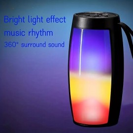 RGB Light BT5.0 Speaker Subwoofer TWS Pairing Wireless Portable Outdoor Card Large Memory Support TF Card/AUX/U Disk Color Ambience Light 360 HD Surround Sound - Perfect For Party Family Outdoor
