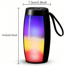 RGB Light BT5.0 Speaker Subwoofer TWS Pairing Wireless Portable Outdoor Card Large Memory Support TF Card/AUX/U Disk Color Ambience Light 360 HD Surround Sound - Perfect For Party Family Outdoor

