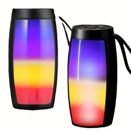 RGB Light BT5.0 Speaker Subwoofer TWS Pairing Wireless Portable Outdoor Card Large Memory Support TF Card/AUX/U Disk Color Ambience Light 360 HD Surround Sound - Perfect For Party Family Outdoor
