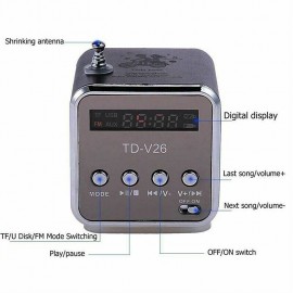 Mini Portable Stereo Audio Speaker Music Player FM Radio TF Card U Disk Support
