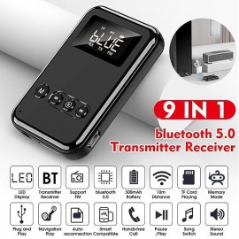 9 IN 1 bluetooth 5.0 Audio Transmitter Receiver Stereo Music Wireless Adapter 3.5mm AUX Jack FM Transmitter for Car TV MP3 PC
