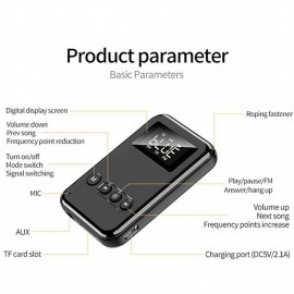 9 IN 1 bluetooth 5.0 Audio Transmitter Receiver Stereo Music Wireless Adapter 3.5mm AUX Jack FM Transmitter for Car TV MP3 PC
