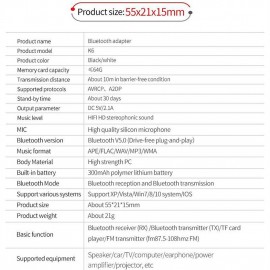 9 IN 1 bluetooth 5.0 Audio Transmitter Receiver Stereo Music Wireless Adapter 3.5mm AUX Jack FM Transmitter for Car TV MP3 PC
