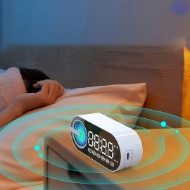 Wireless Speaker Small Stereo With Clock And Alarm Clock With Human Body Sensing Home Outdoor Portable Mini High Volume Small 3d Surround Overweight Subwoofer Car Carry-on Card With High Sound Quality
