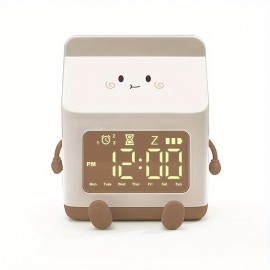 Milk box alarm clock for children's sleep training creative electronic clock silent bedside wake-up alarm clock countdown function
