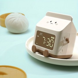 Milk box alarm clock for children's sleep training creative electronic clock silent bedside wake-up alarm clock countdown function
