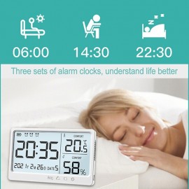LCD Large Screen Electronic Temperature Humidity Meter High Precisions Electronic Temperature Hygrometer Alarm Clock MY-13
