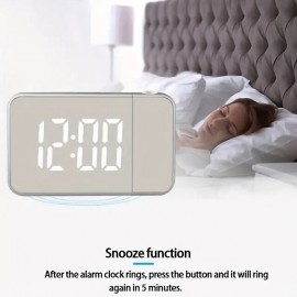 Digital Projection Alarm Clock For Bedroom Large LED Alarm Clock With 180 Projector On Ceiling Wall Projection Dimmer
