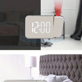 Digital Projection Alarm Clock For Bedroom Large LED Alarm Clock With 180 Projector On Ceiling Wall Projection Dimmer
