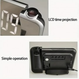 Digital Projection Alarm Clock For Bedroom Large LED Alarm Clock With 180 Projector On Ceiling Wall Projection Dimmer
