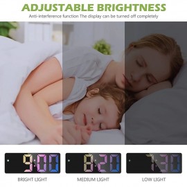 Digital Alarm Clock Color Font LED Display Bedroom Electronic Desktop Alarm Clock
