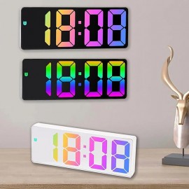 Digital Alarm Clock Color Font LED Display Bedroom Electronic Desktop Alarm Clock
