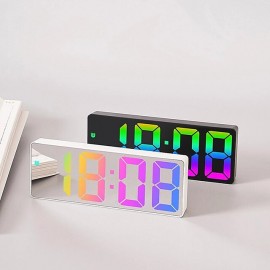 Digital Alarm Clock Color Font LED Display Bedroom Electronic Desktop Alarm Clock
