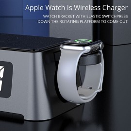 Wireless Charger 4 in 1 with Digital Alarm Clock 15W Fast Charging Station for Apple Watch 8/7/SE/6/5/4/3/2 AirPods Pro Compatible with iPhone 14/13/12 Pro Max/11/XS Max/XR/X/8 Plus/Samsung Galaxy
