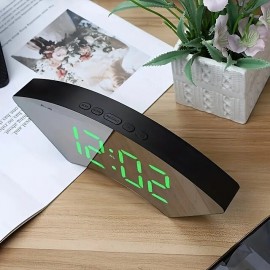 Creative Alarm Clock Fan-shaped Alarm Clock Snooze Alarm Clock Bedside Student Alarm Clock Modern Simple Multi-function Alarm Clock USB Charging Cable No Battery
