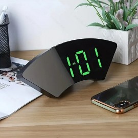 Creative Alarm Clock Fan-shaped Alarm Clock Snooze Alarm Clock Bedside Student Alarm Clock Modern Simple Multi-function Alarm Clock USB Charging Cable No Battery
