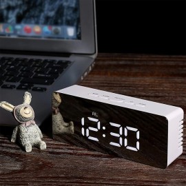 LED Light Mirror Alarm Clock with Dimmer Nap Temperature Function for Office Bedroom Travel Digital Clock Home Decor
