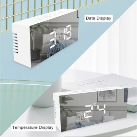 LED Light Mirror Alarm Clock with Dimmer Nap Temperature Function for Office Bedroom Travel Digital Clock Home Decor

