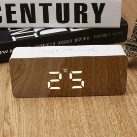 LED Light Mirror Alarm Clock with Dimmer Nap Temperature Function for Office Bedroom Travel Digital Clock Home Decor
