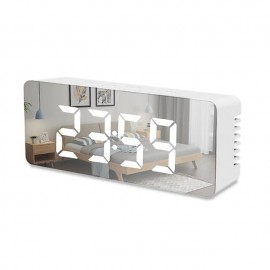 LED Light Mirror Alarm Clock with Dimmer Nap Temperature Function for Office Bedroom Travel Digital Clock Home Decor
