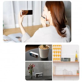LED Light Mirror Alarm Clock with Dimmer Nap Temperature Function for Office Bedroom Travel Digital Clock Home Decor

