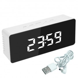 LED Light Mirror Alarm Clock with Dimmer Nap Temperature Function for Office Bedroom Travel Digital Clock Home Decor
