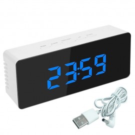 LED Light Mirror Alarm Clock with Dimmer Nap Temperature Function for Office Bedroom Travel Digital Clock Home Decor
