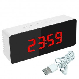 LED Light Mirror Alarm Clock with Dimmer Nap Temperature Function for Office Bedroom Travel Digital Clock Home Decor
