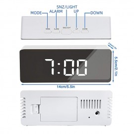 LED Light Mirror Alarm Clock with Dimmer Nap Temperature Function for Office Bedroom Travel Digital Clock Home Decor

