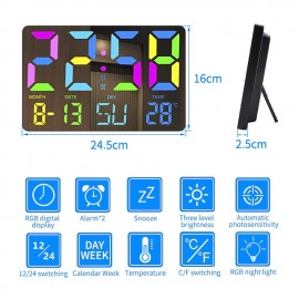 Color Large Font Alarm Clock LED Clock Bedside Clock Large Screen Electronic Clock Wall Clock
