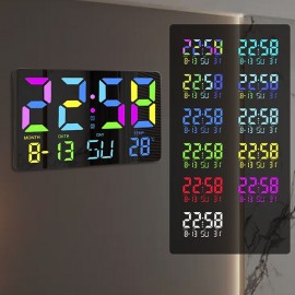 Color Large Font Alarm Clock LED Clock Bedside Clock Large Screen Electronic Clock Wall Clock
