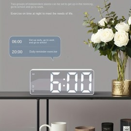 Digital Electronic Alarm Clock Large LED Alarm Clock With Temperature Display 12/24 Hours Snooze USB Plug Or AAA Power Supply Suitable For Bedroom And Living Room (No Batteries And Adapters)
