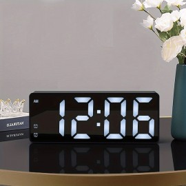 Digital Electronic Alarm Clock Large LED Alarm Clock With Temperature Display 12/24 Hours Snooze USB Plug Or AAA Power Supply Suitable For Bedroom And Living Room (No Batteries And Adapters)
