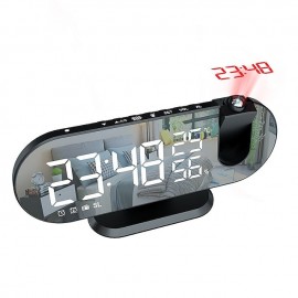 LED Projection Digital Alarm Clock for Bedrooms FM Radio Alarm Clock on Ceiling Temperature & Humidity Display 12/24H Snooze Dual Loud Alarm Clock
