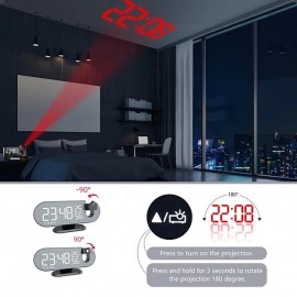 LED Projection Digital Alarm Clock for Bedrooms FM Radio Alarm Clock on Ceiling Temperature & Humidity Display 12/24H Snooze Dual Loud Alarm Clock
