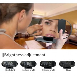 LED Projection Digital Alarm Clock for Bedrooms FM Radio Alarm Clock on Ceiling Temperature & Humidity Display 12/24H Snooze Dual Loud Alarm Clock
