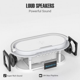 Wireless Charger Alarm Clock Bluetooth Speaker LED Smart Digital Clock USB Fast Charge Watch Electronic Desktop Clock FM Radio
